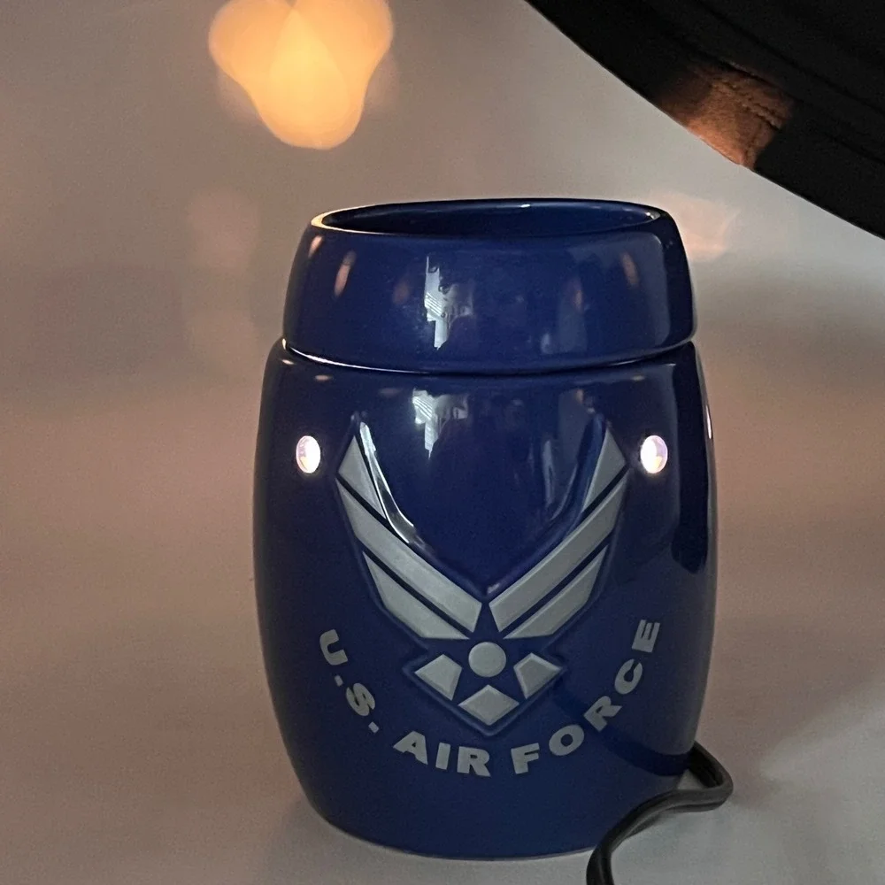 Scentsy USAF Air Force Warmer Blue Ceramic Retired Tested With Box Military